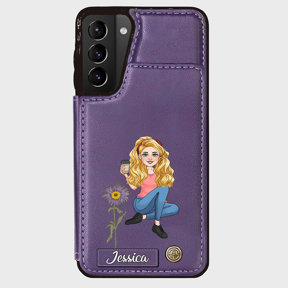 Cadeau pour le mois d'anniversaire d'une amie - Étui portefeuille personnalisé pour téléphone