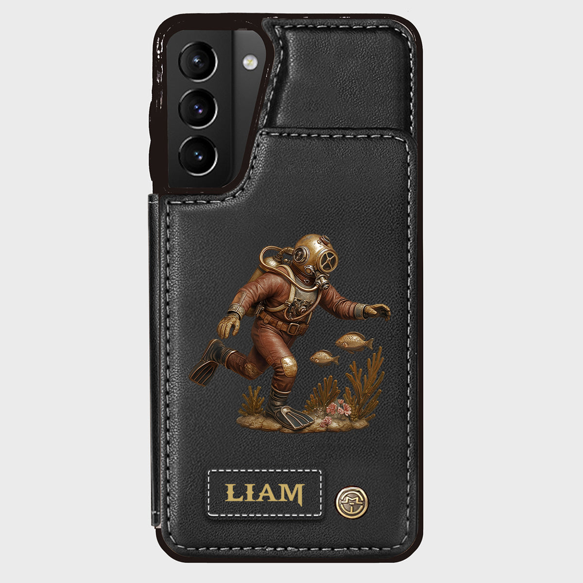 Cadeau pour les passionnés de plongée sous-marine - Étui portefeuille/téléphone personnalisé sur le thème de la plongée