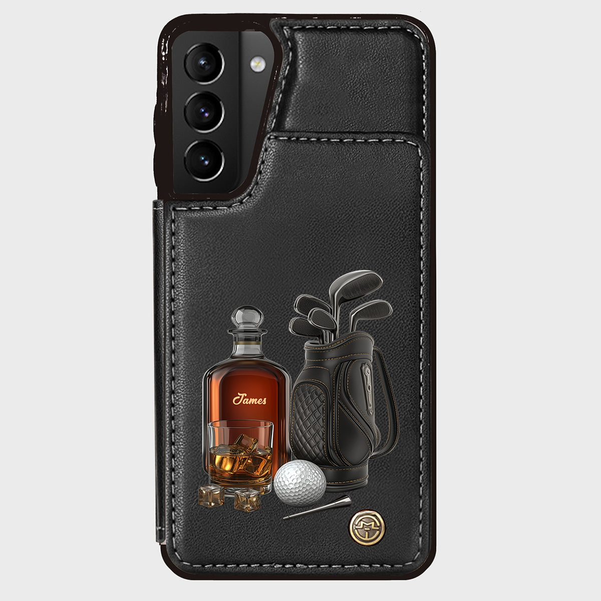 Whiskey & Golf - Étui portefeuille de téléphone personnalisé sur le thème du golf
