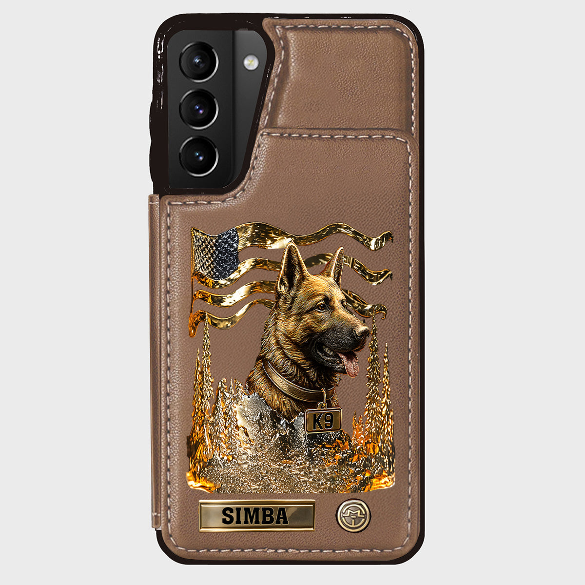 J'aime mon chien - Étui portefeuille/téléphone personnalisé avec un berger allemand