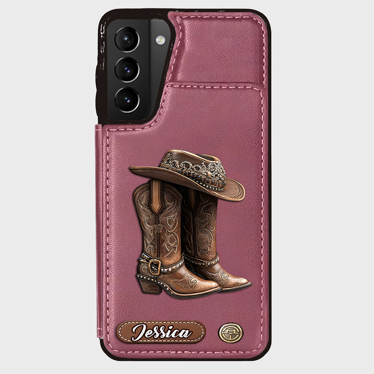 Western Spirit - Étui portefeuille personnalisé pour téléphone, style cowgirl
