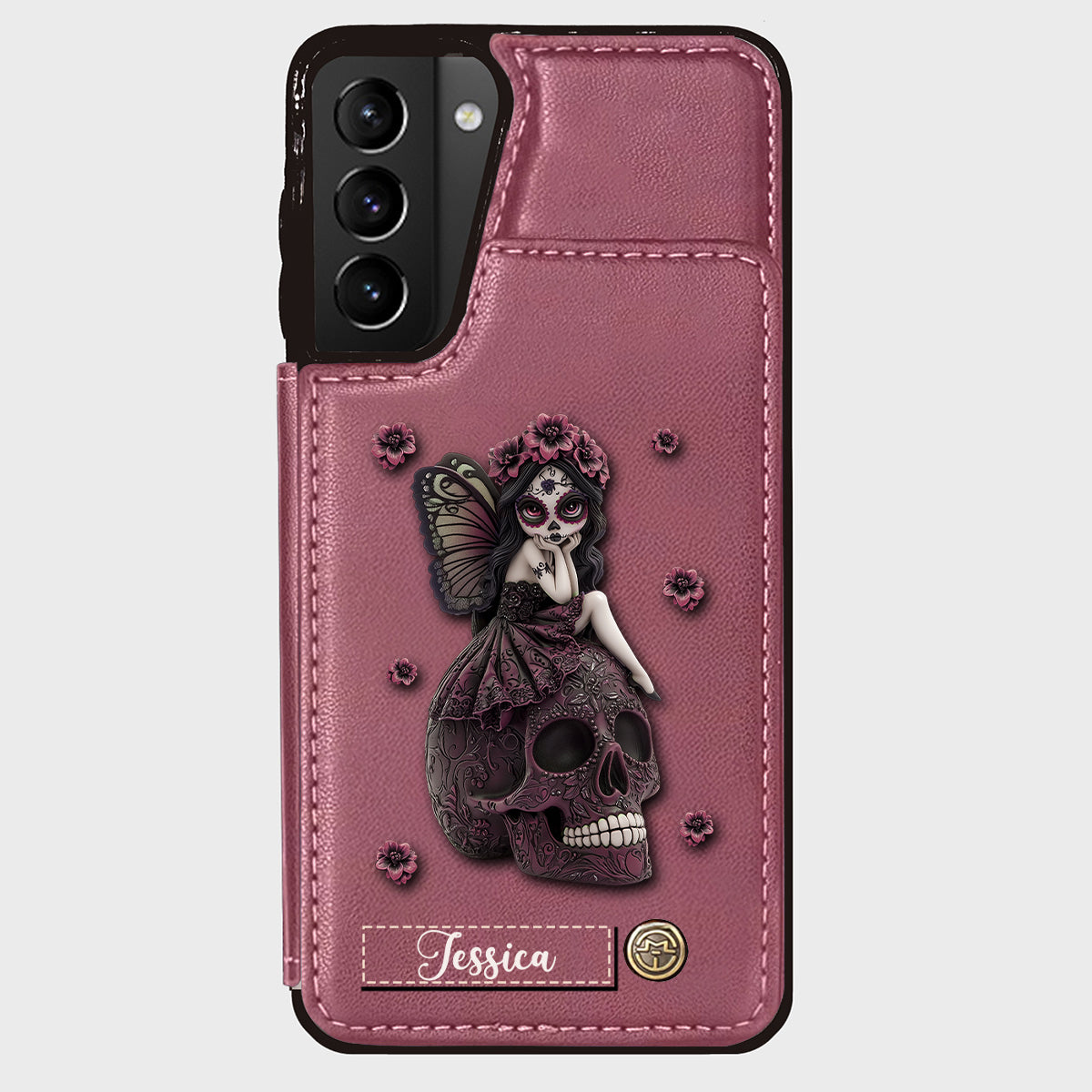 Beautiful Gothic Fairy Girl - Personalized Skull Wallet Phone Case