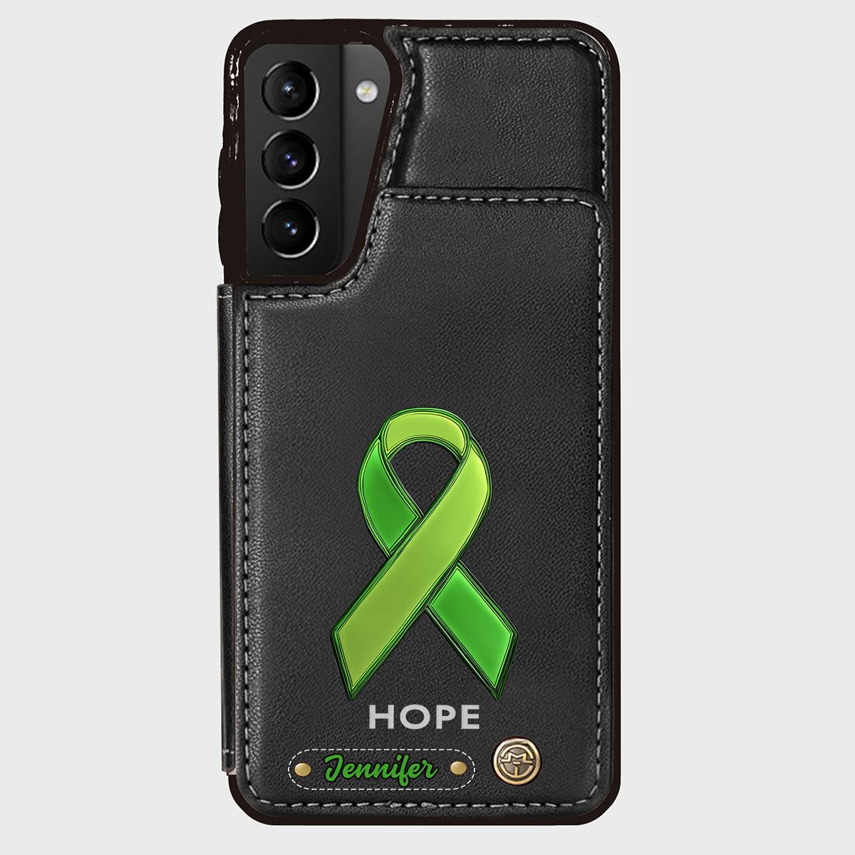 Espoir - Étui portefeuille personnalisé pour téléphone portable, symbole de sensibilisation à la santé mentale