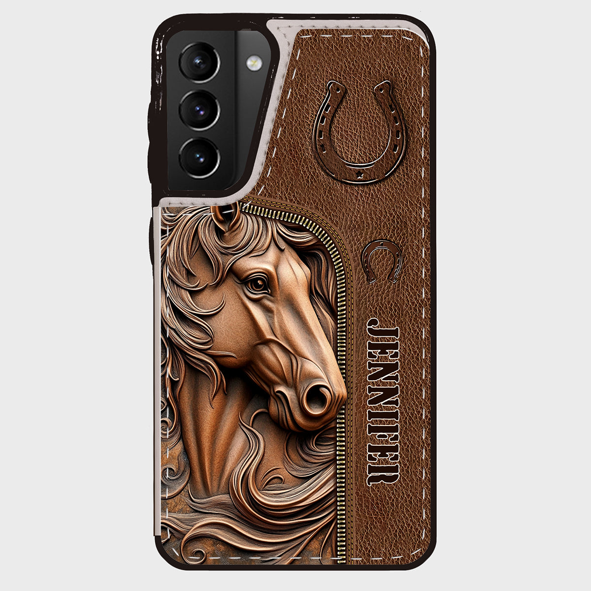 Facilement distrait par les chevaux - Étui portefeuille pliable personnalisé pour téléphone portable avec motif cheval