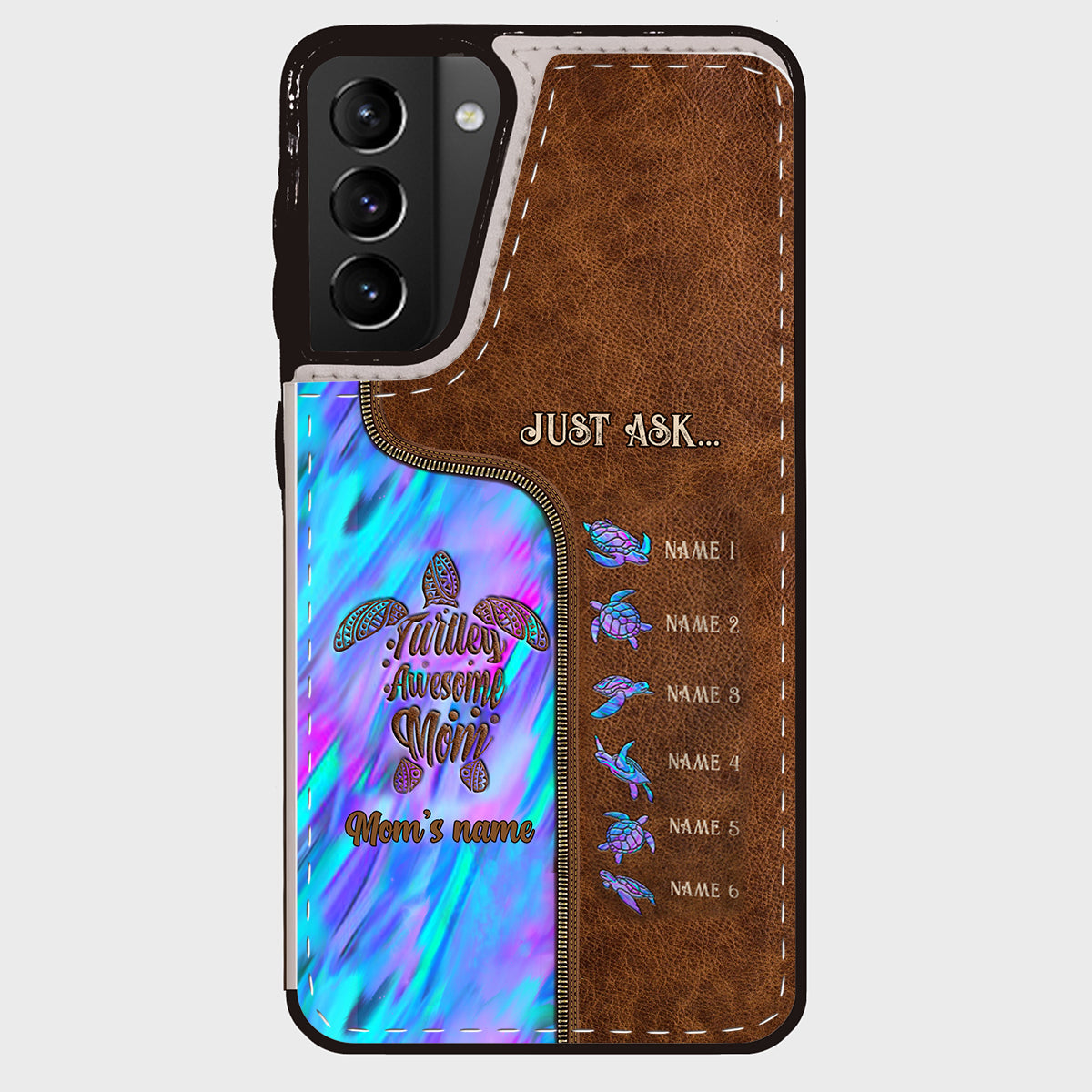 Étui portefeuille pliable personnalisé « Main dans la main » pour téléphone, motif maman