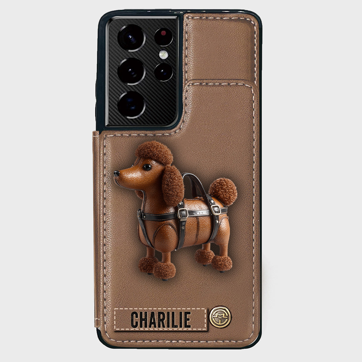Étui portefeuille personnalisé pour téléphone avec un adorable caniche - Étui pour téléphone à motif chien