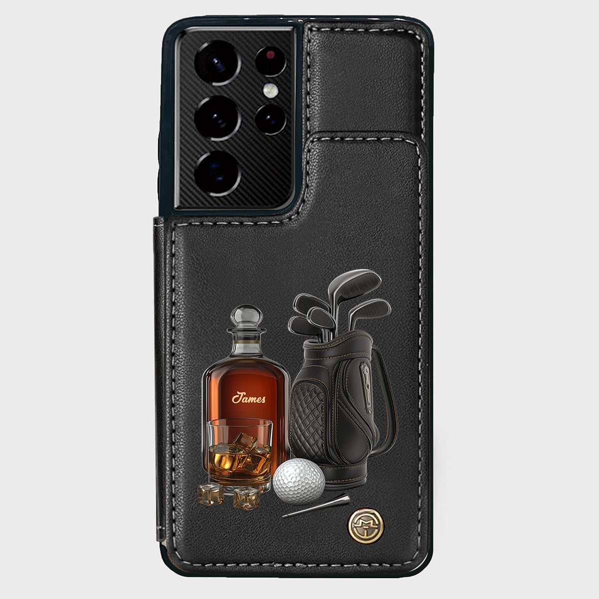 Whiskey & Golf - Étui portefeuille de téléphone personnalisé sur le thème du golf