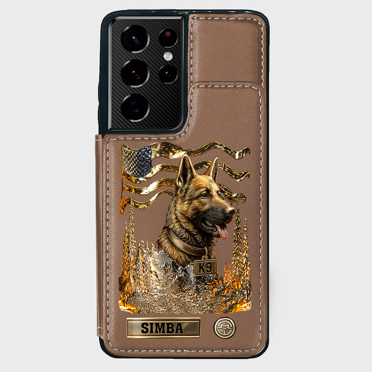 J'aime mon chien - Étui portefeuille/téléphone personnalisé avec un berger allemand