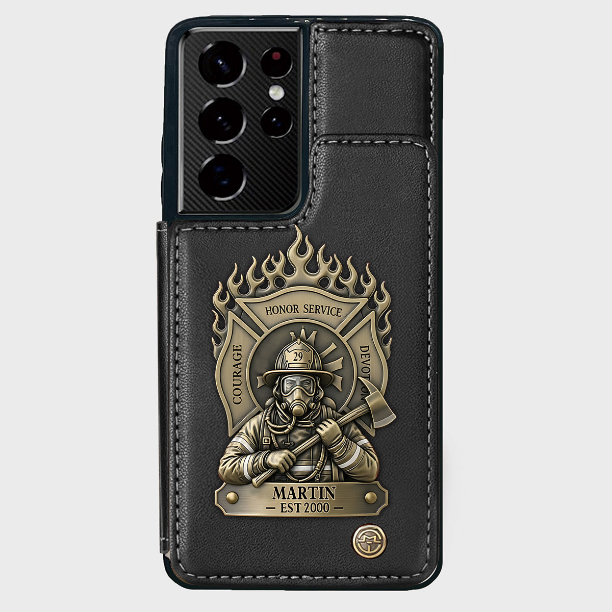 Fier pompier - Étui portefeuille personnalisé pour téléphone