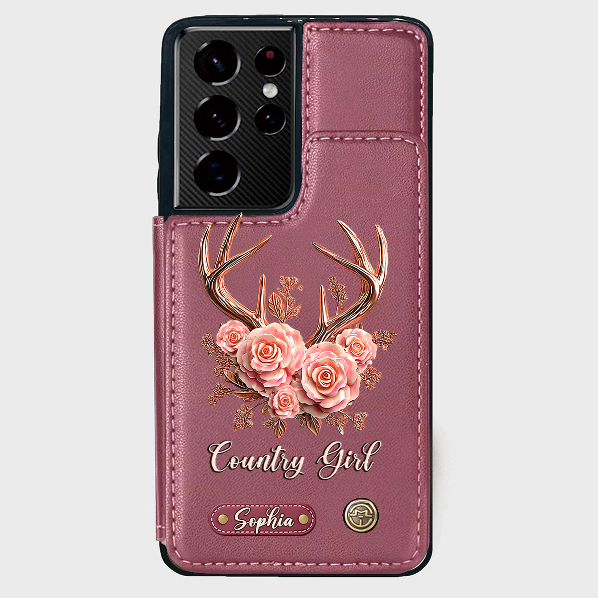 Étui portefeuille personnalisé Country Girl - Étui de téléphone à motif chasse