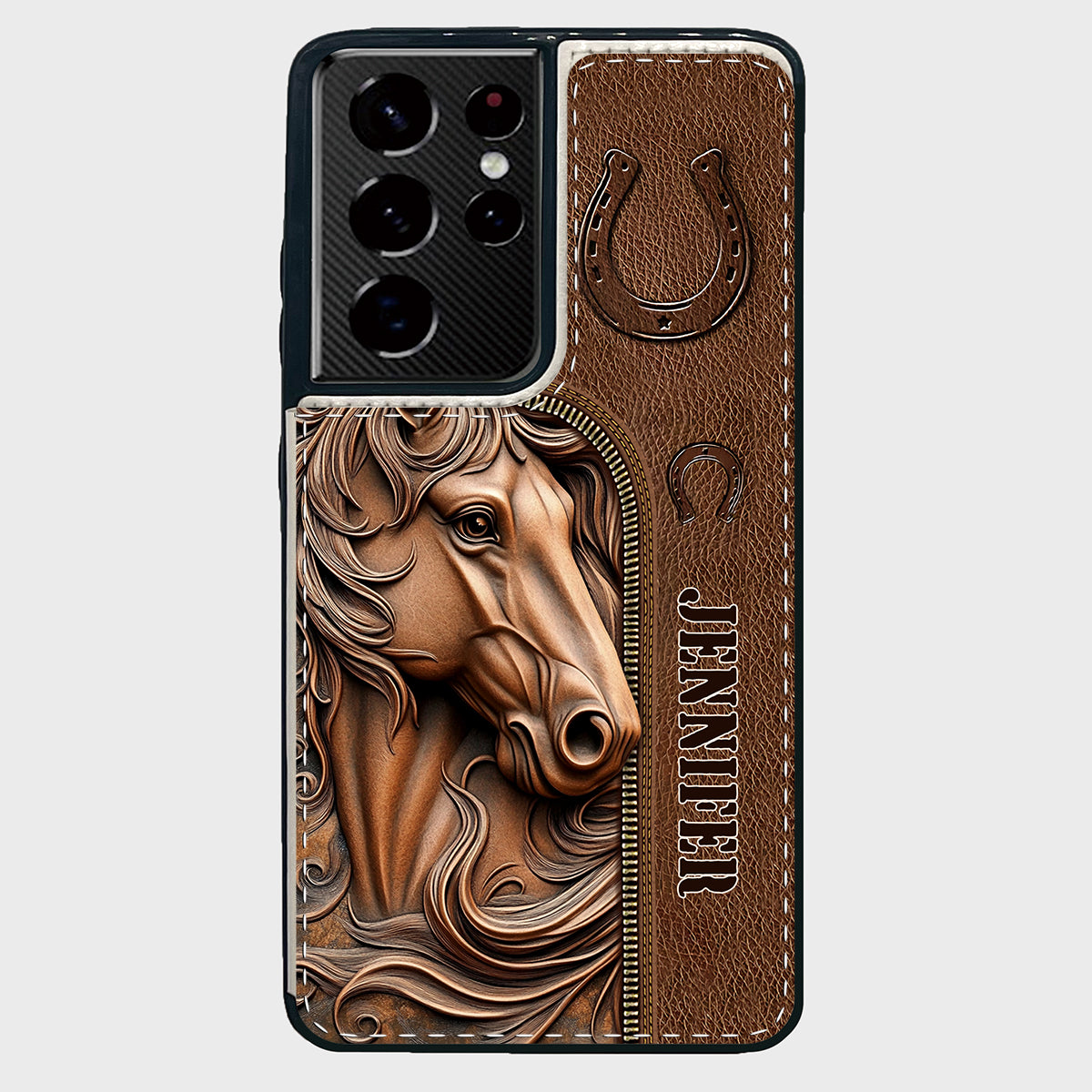 Facilement distrait par les chevaux - Étui portefeuille pliable personnalisé pour téléphone portable avec motif cheval