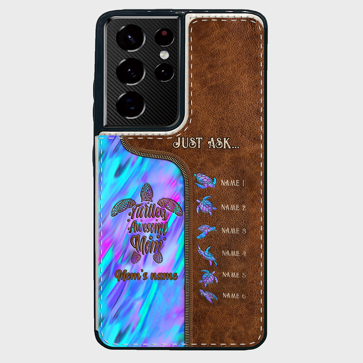 Étui portefeuille pliable personnalisé « Main dans la main » pour téléphone, motif maman