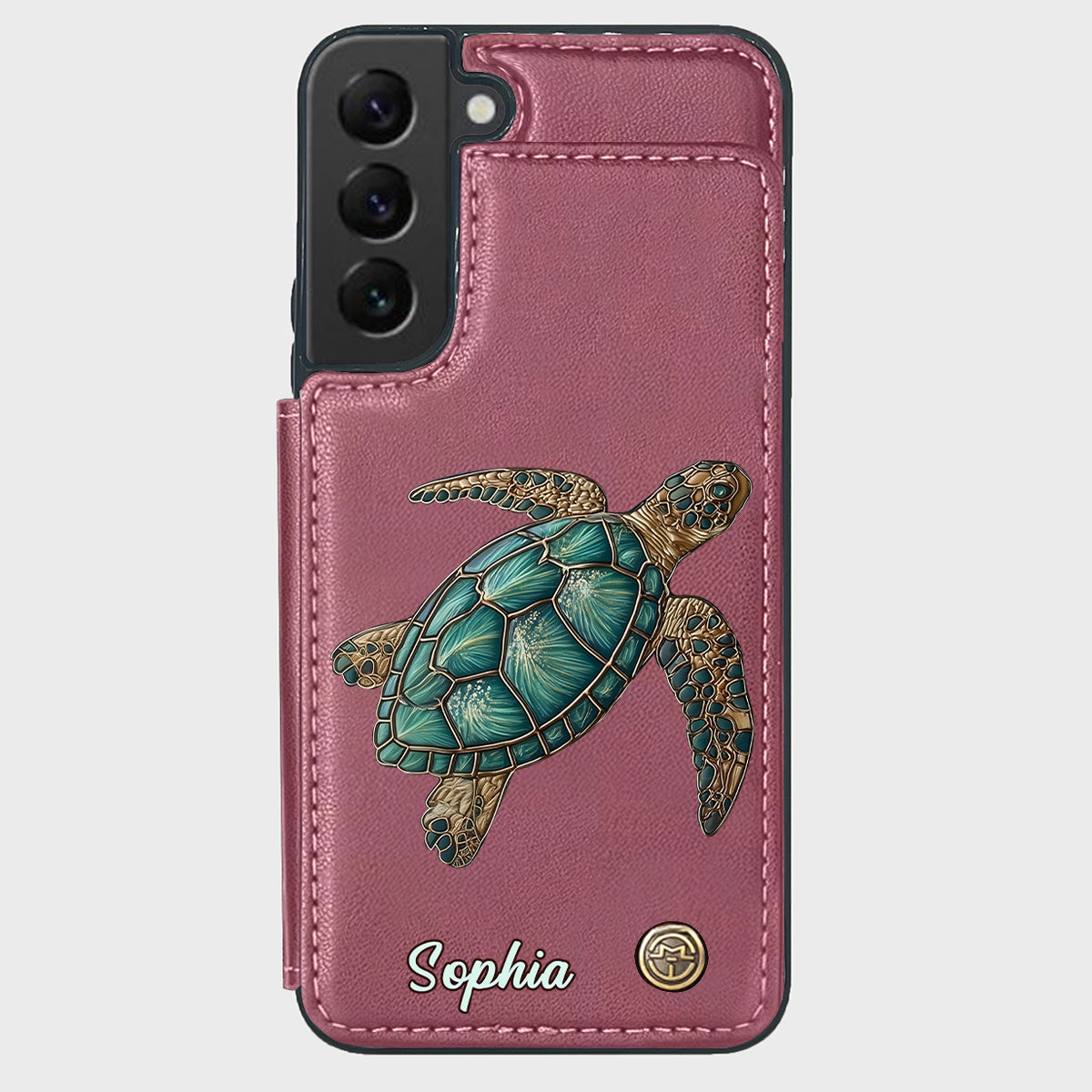 Étui portefeuille personnalisé pour téléphone portable avec une tortue - J'adore les tortues