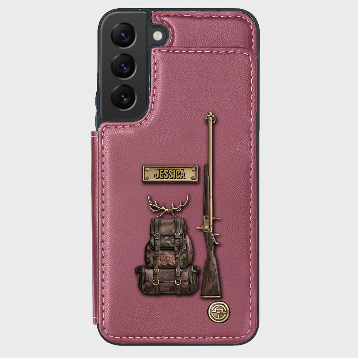 Cadeau de luxe pour chasseur - Étui portefeuille personnalisé pour téléphone sur le thème de la chasse