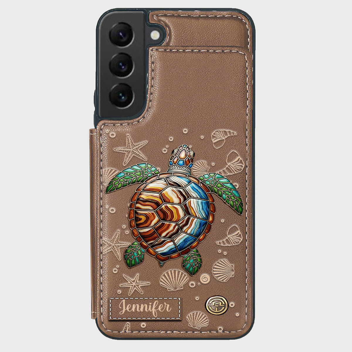 Étui portefeuille personnalisé Tortue et Mer - Étui de téléphone à motif tortue