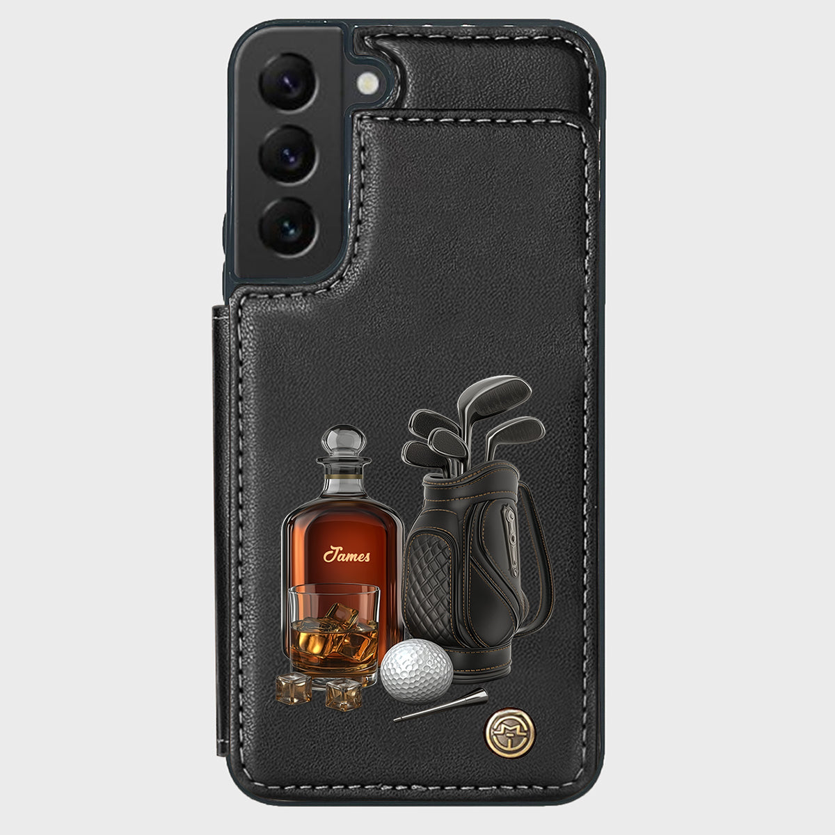 Whiskey & Golf - Étui portefeuille de téléphone personnalisé sur le thème du golf