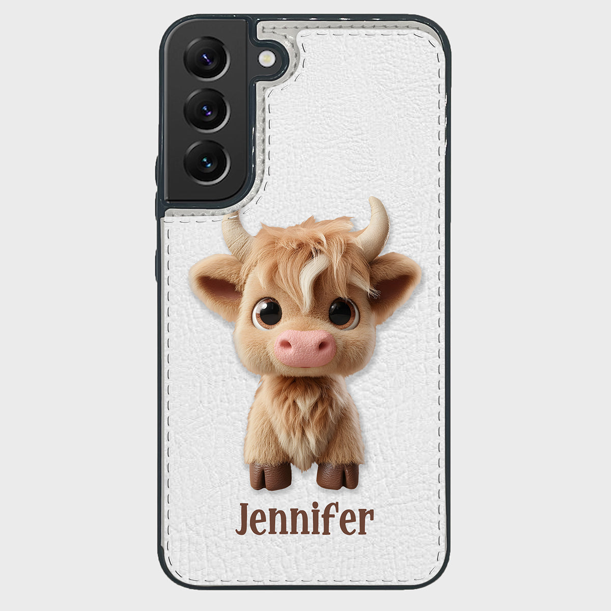 Étui portefeuille pliable personnalisé avec une adorable vache des Highlands