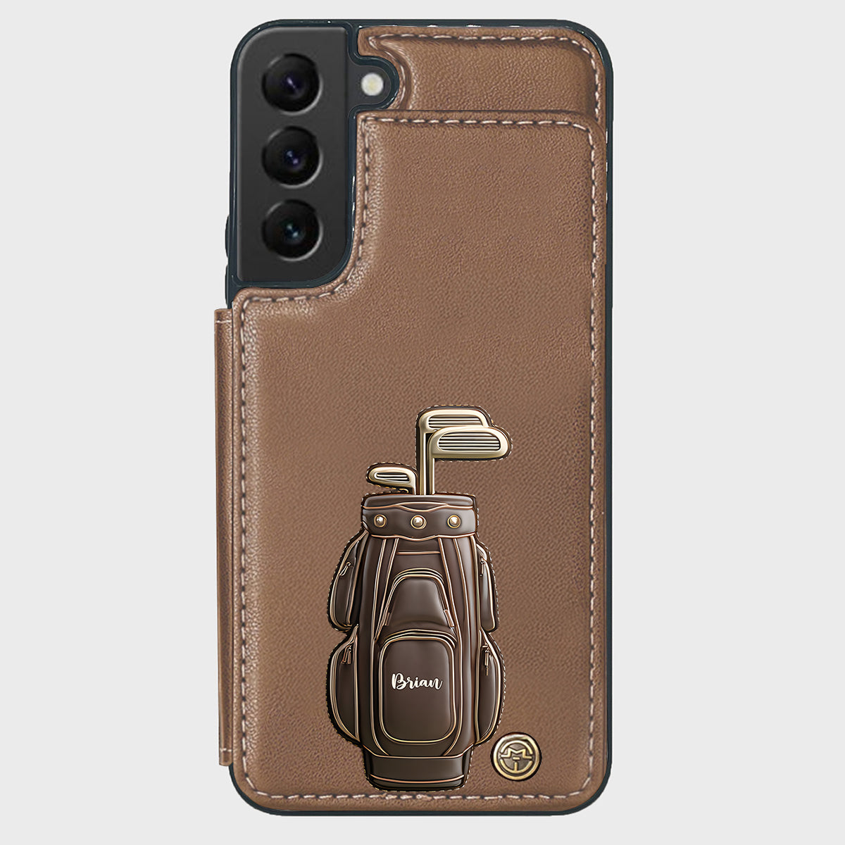 Cadeau de luxe pour golfeur - Étui portefeuille/téléphone personnalisé avec nom - Nom personnalisé