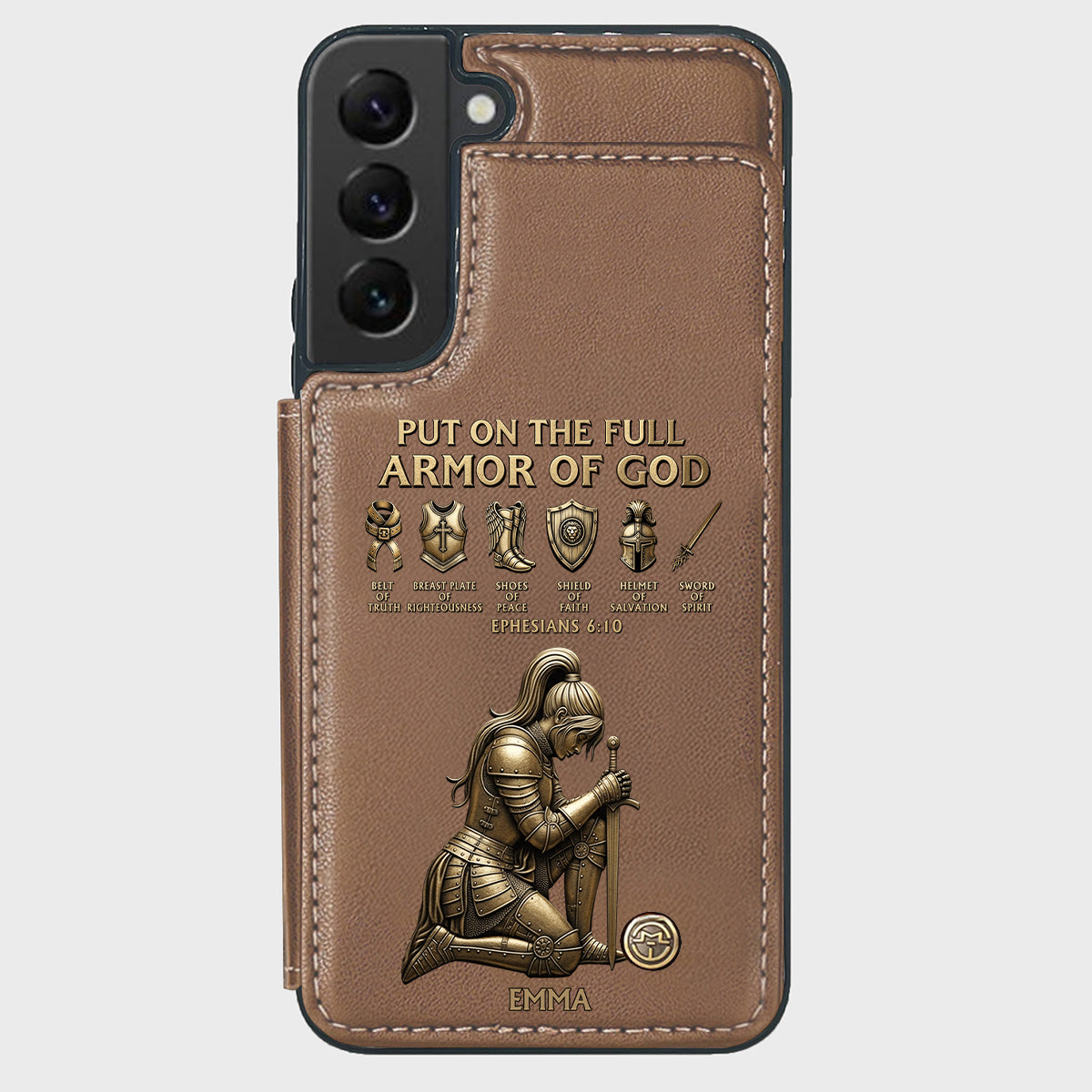 Revêtez l'armure complète de Dieu - Étui portefeuille chrétien personnalisé pour téléphone