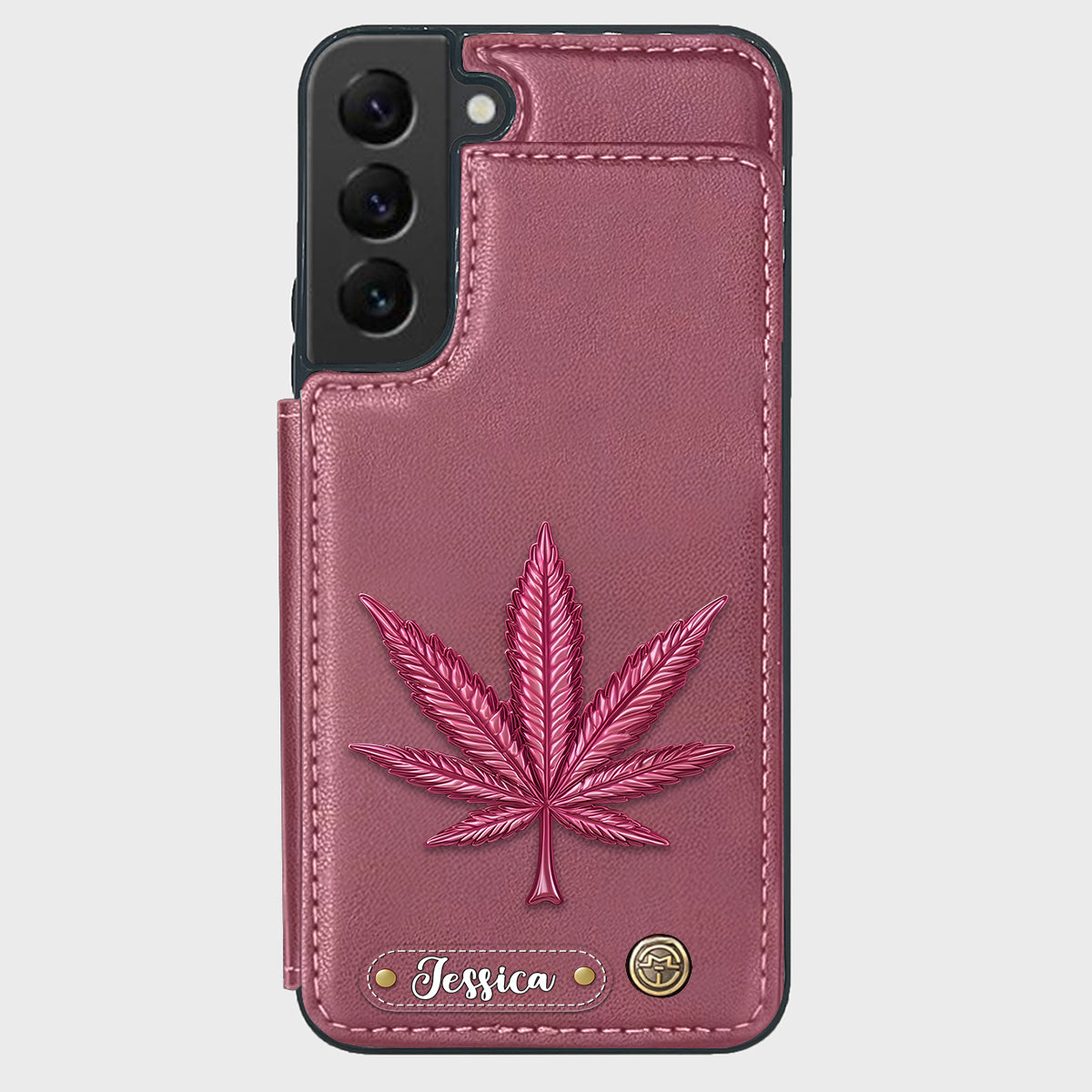 Bonne humeur - Étui portefeuille personnalisé pour téléphone avec motif cannabis