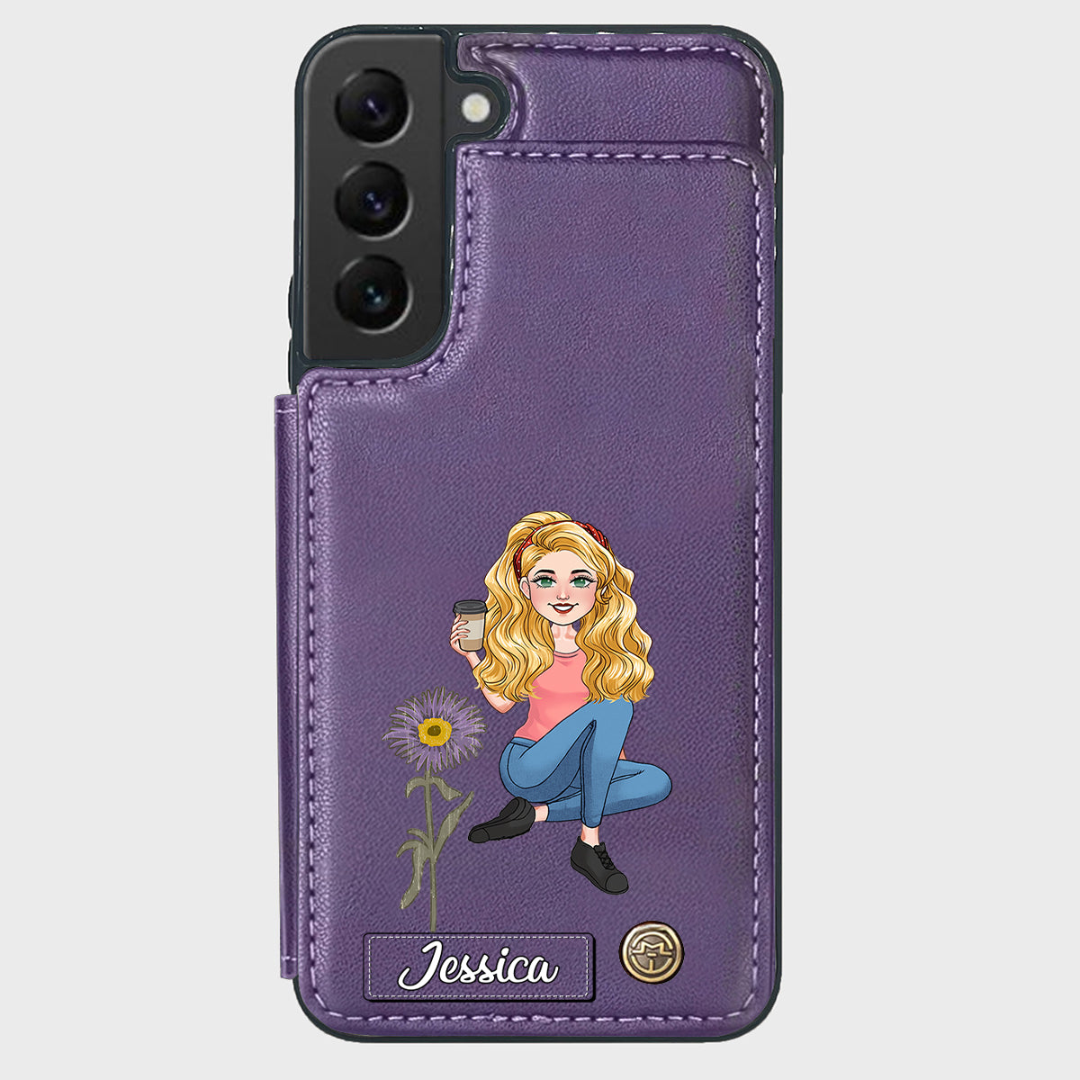 Cadeau pour le mois d'anniversaire d'une amie - Étui portefeuille personnalisé pour téléphone