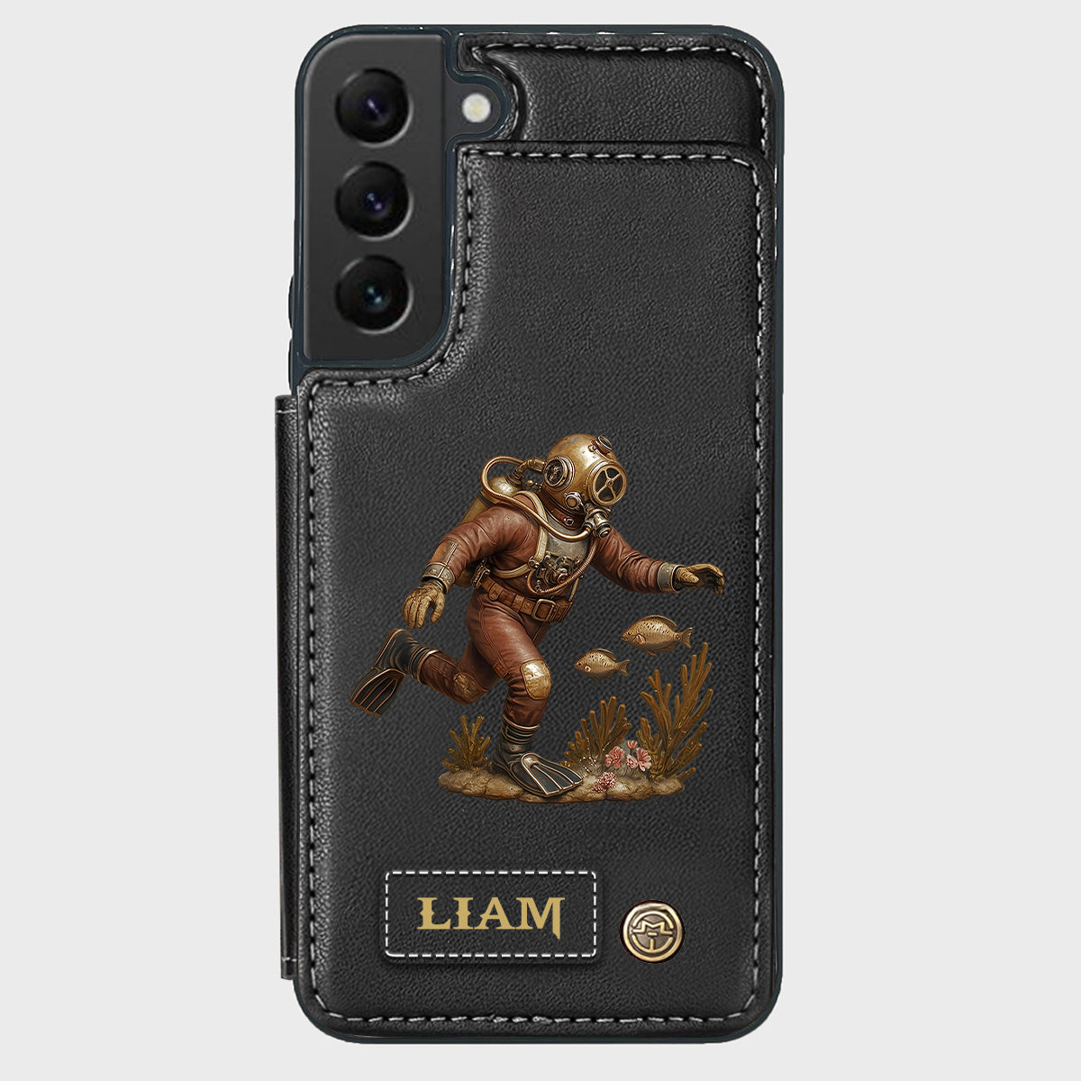 Cadeau pour les passionnés de plongée sous-marine - Étui portefeuille/téléphone personnalisé sur le thème de la plongée