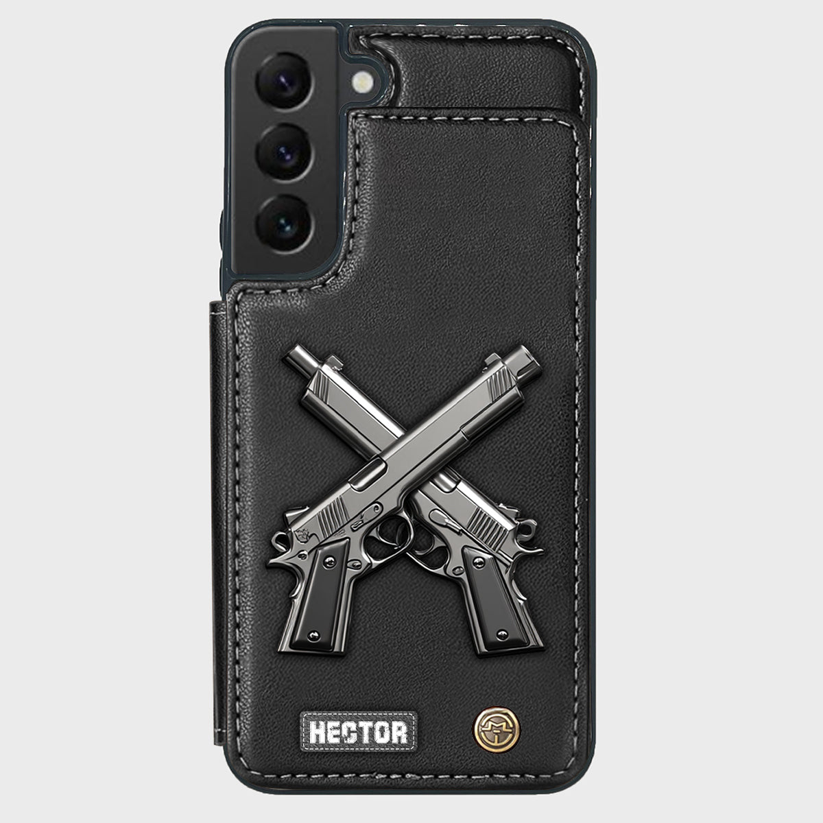 Étui portefeuille pour téléphone avec pistolets croisés - Équipement tactique personnalisé