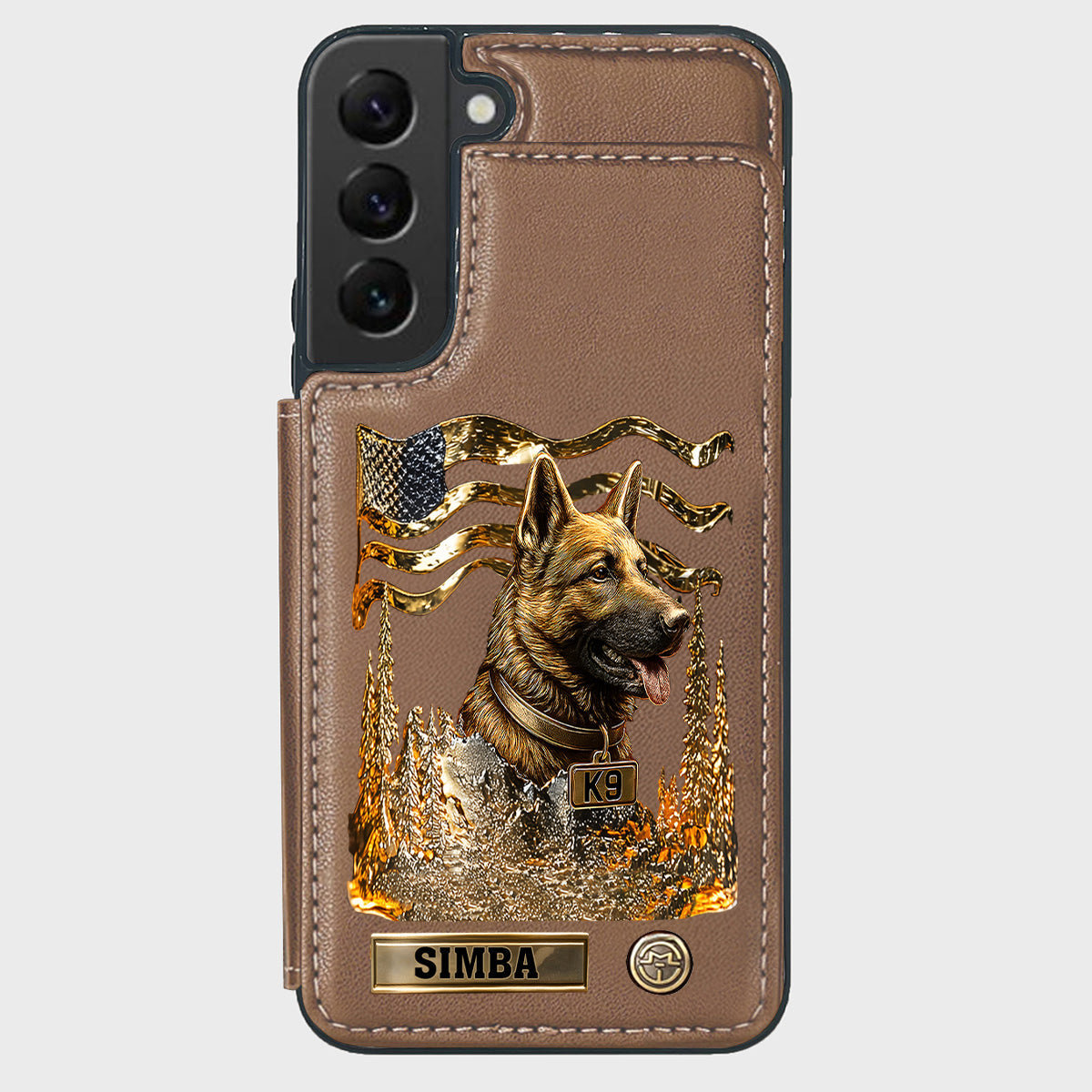 J'aime mon chien - Étui portefeuille/téléphone personnalisé avec un berger allemand