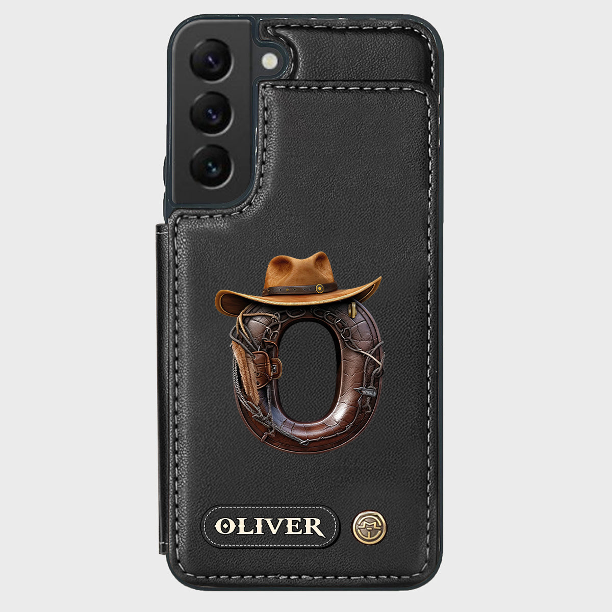Étui portefeuille/téléphone personnalisé style western avec initiale du prénom - Cowboy/Cowgirl