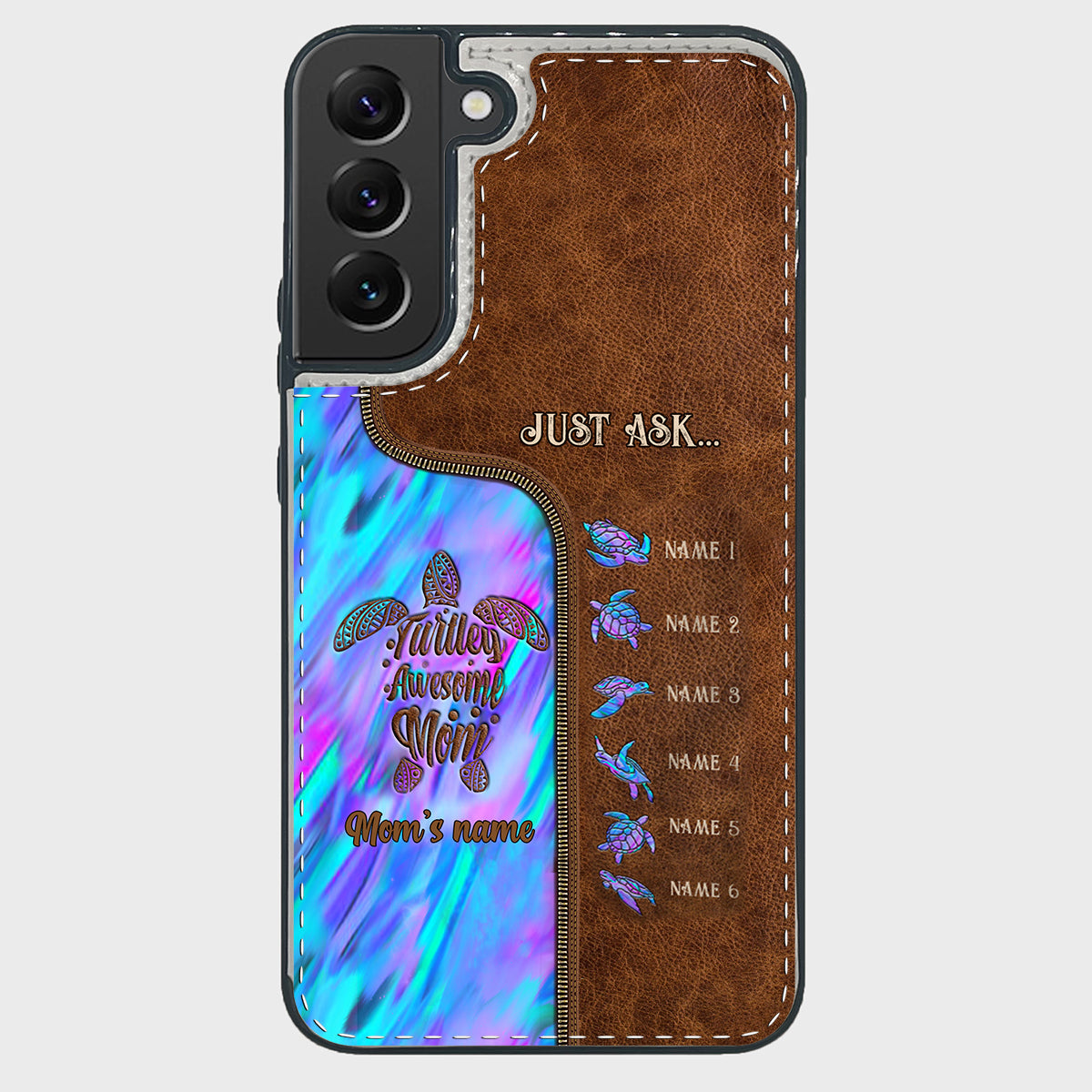 Étui portefeuille pliable personnalisé « Main dans la main » pour téléphone, motif maman