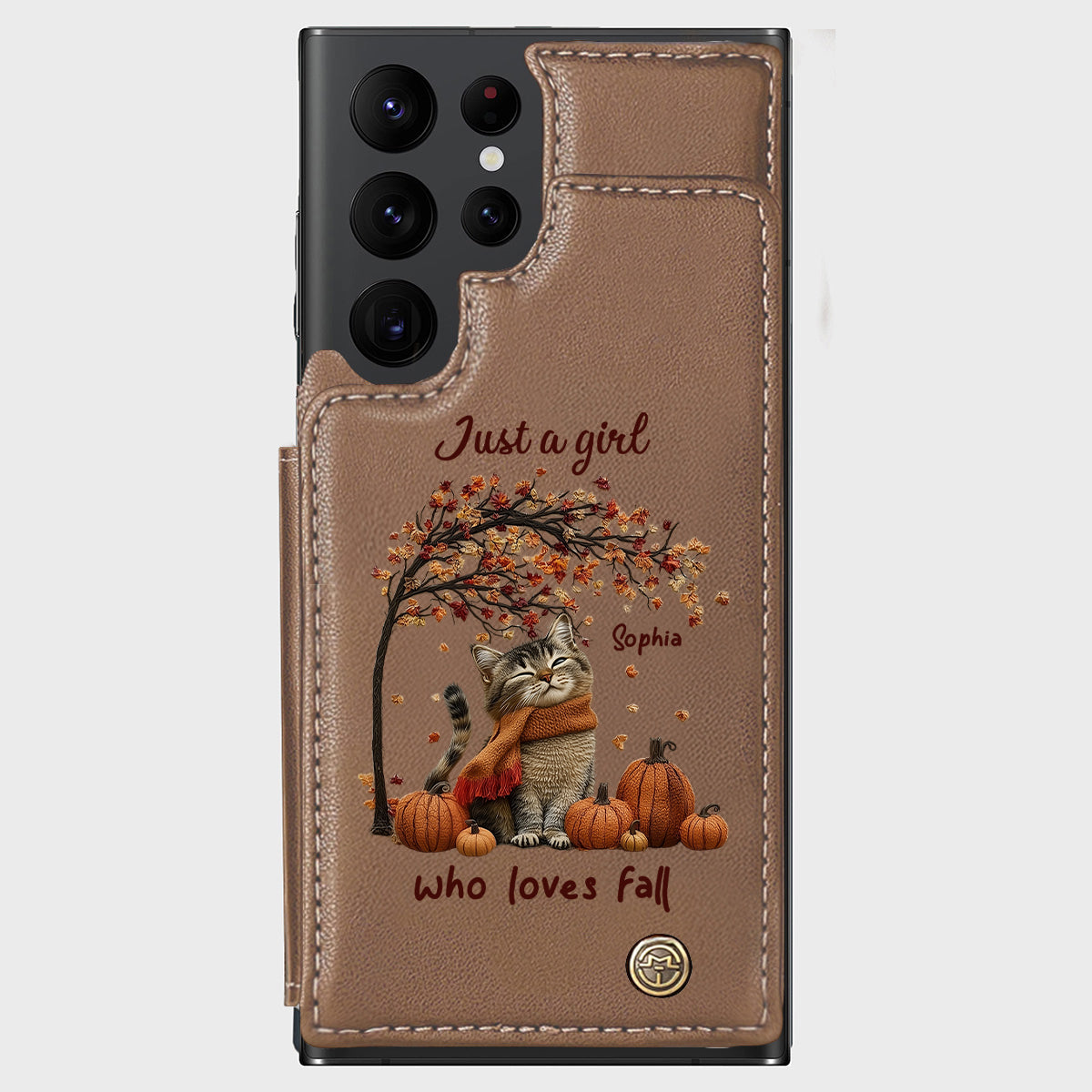Just a Girl Who Loves Fall - Personalized Cat Wallet Phone Case