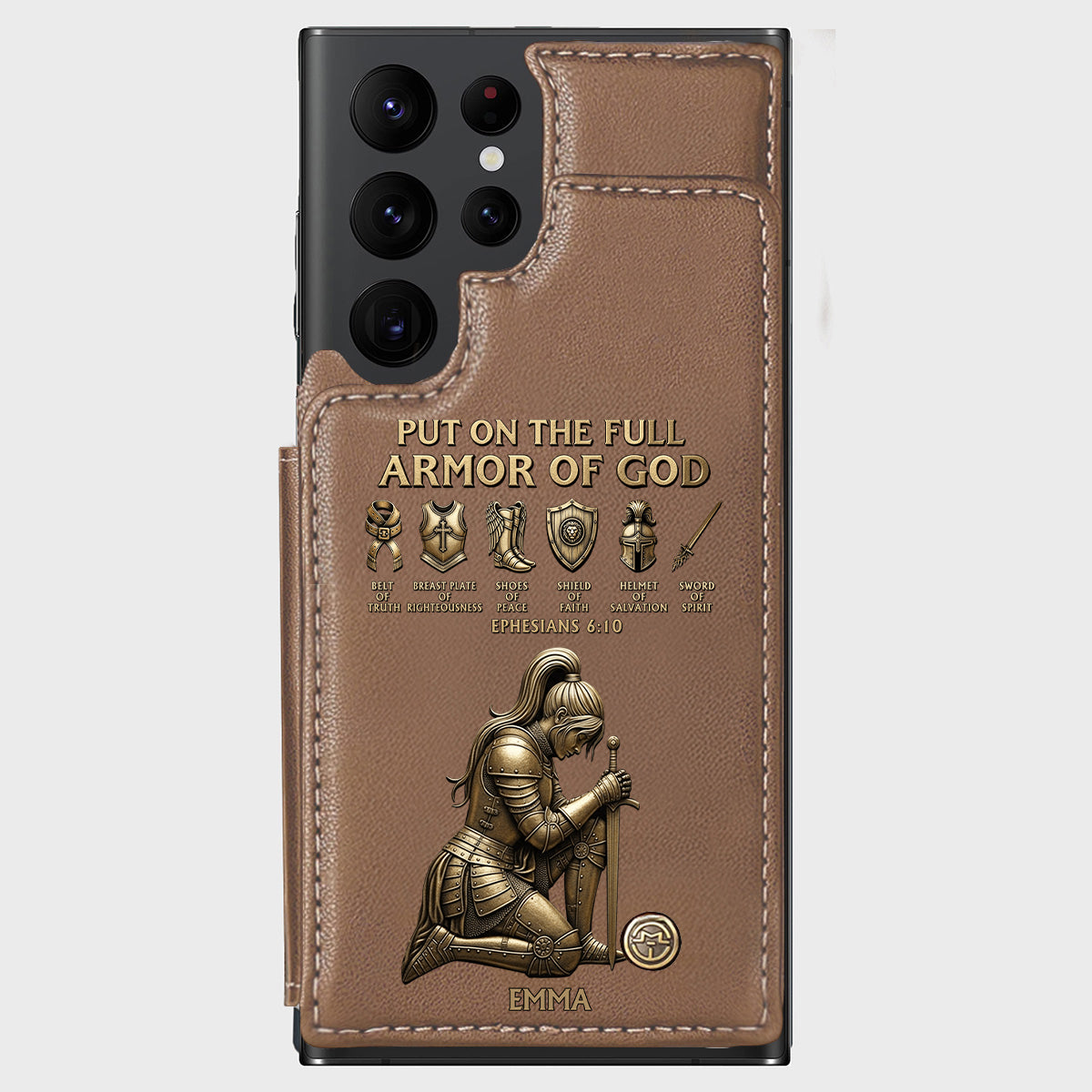 Revêtez l'armure complète de Dieu - Étui portefeuille chrétien personnalisé pour téléphone