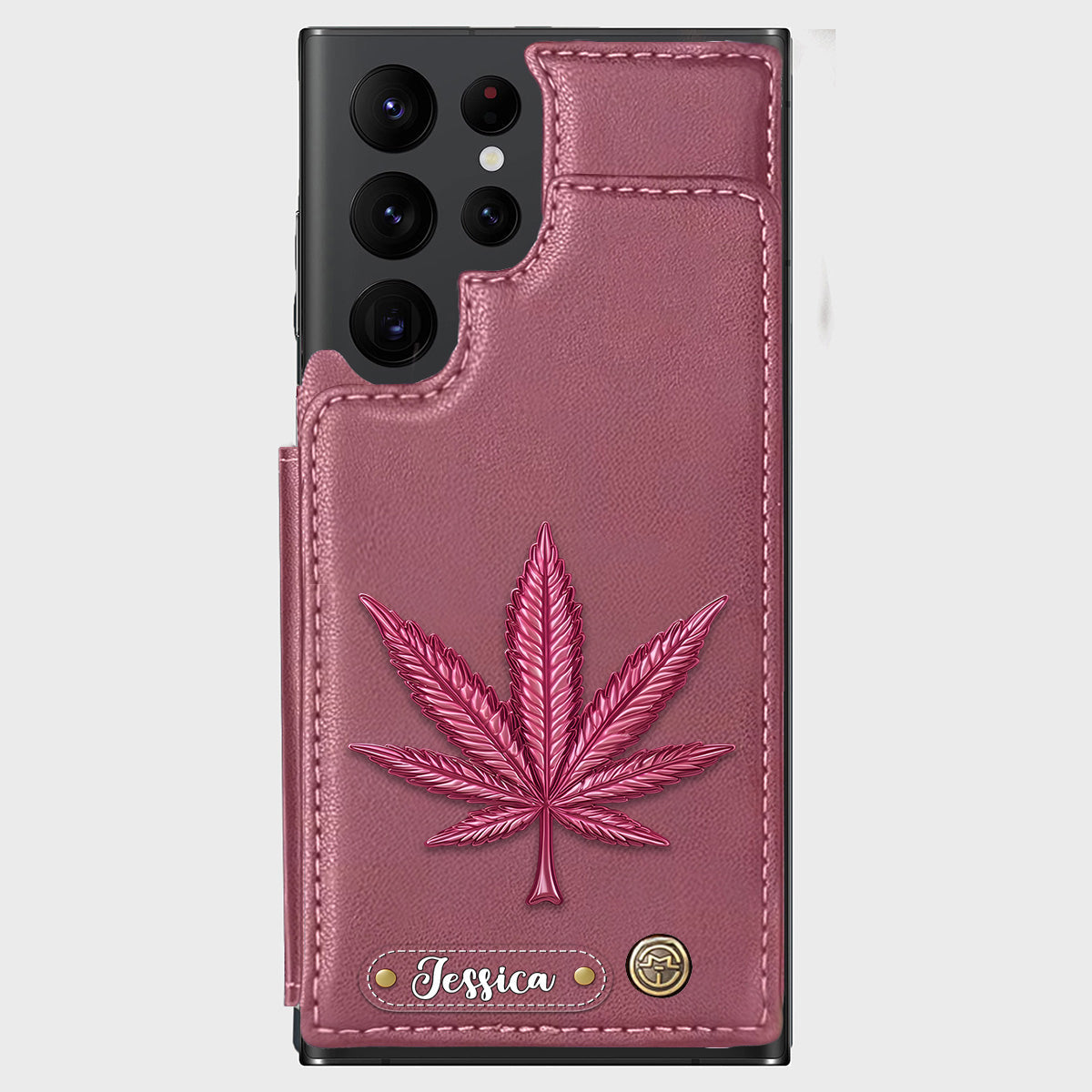 Bonne humeur - Étui portefeuille personnalisé pour téléphone avec motif cannabis
