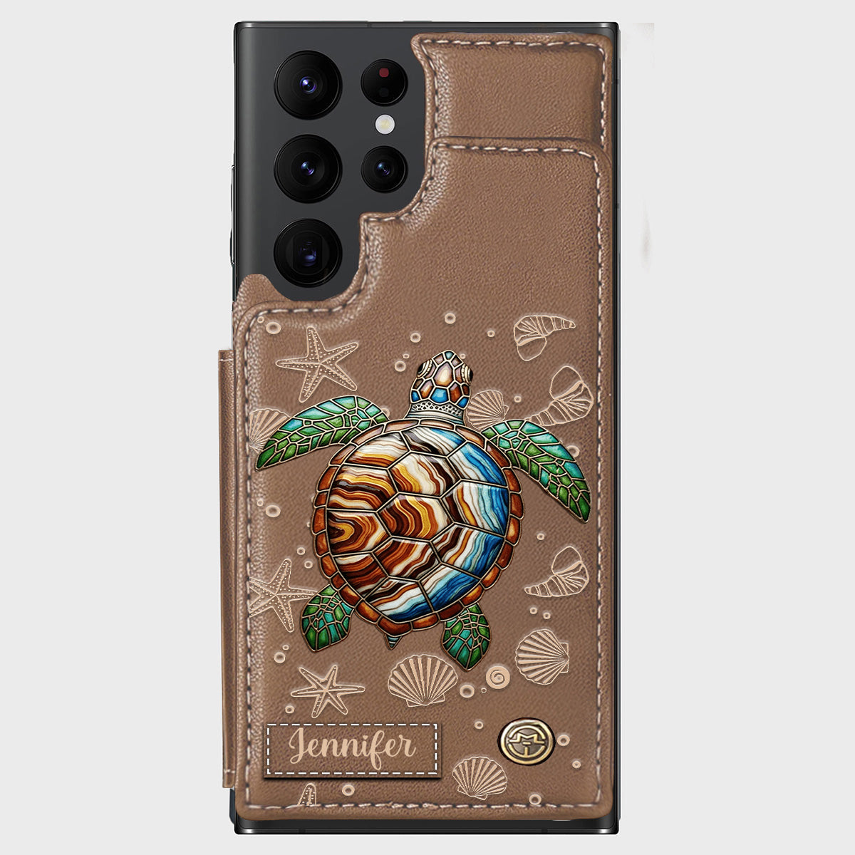 Étui portefeuille personnalisé Tortue et Mer - Étui de téléphone à motif tortue