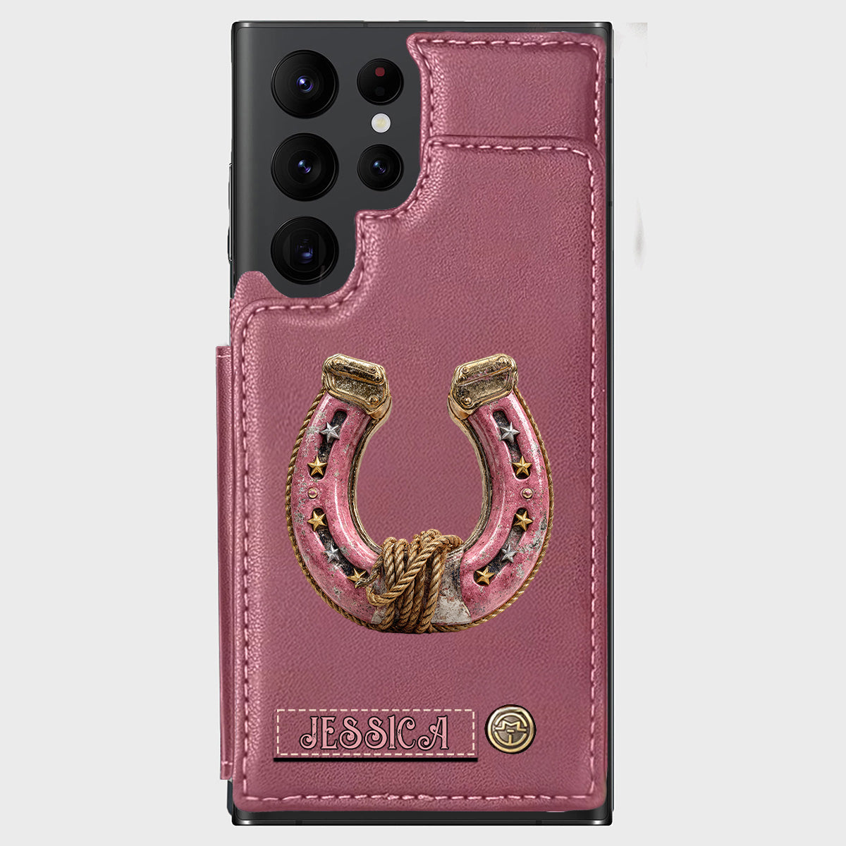 Étui portefeuille personnalisé Horseshoe pour téléphone - Motif cheval