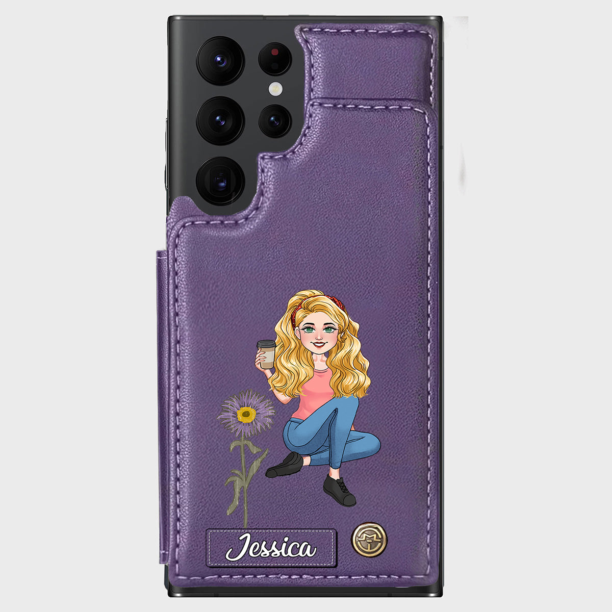 Cadeau pour le mois d'anniversaire d'une amie - Étui portefeuille personnalisé pour téléphone