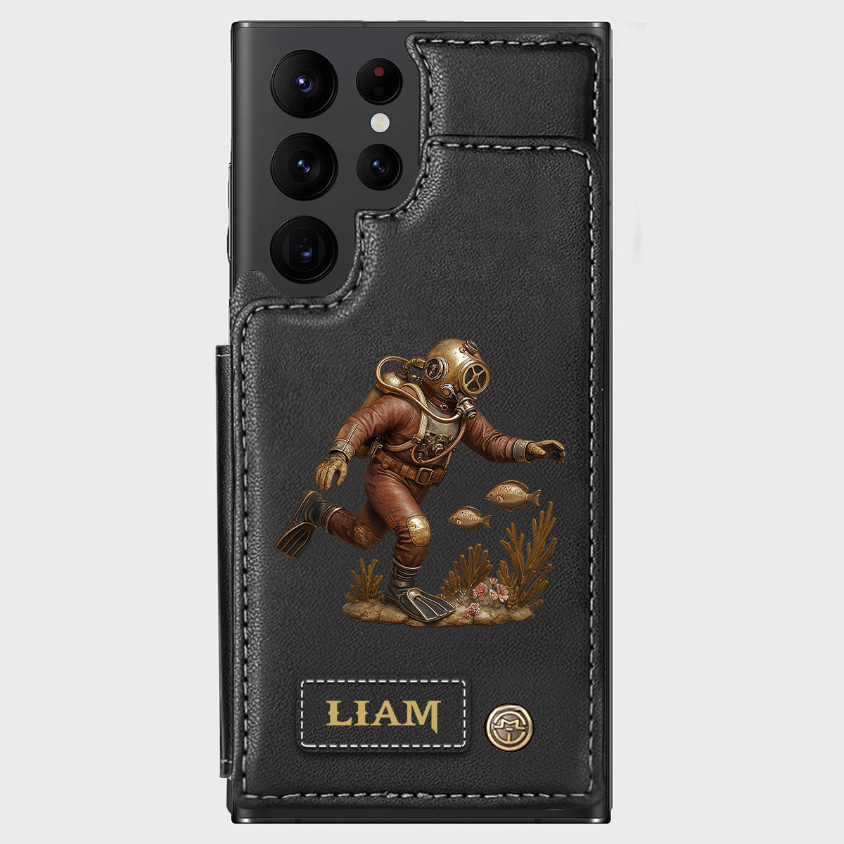 Cadeau pour les passionnés de plongée sous-marine - Étui portefeuille/téléphone personnalisé sur le thème de la plongée