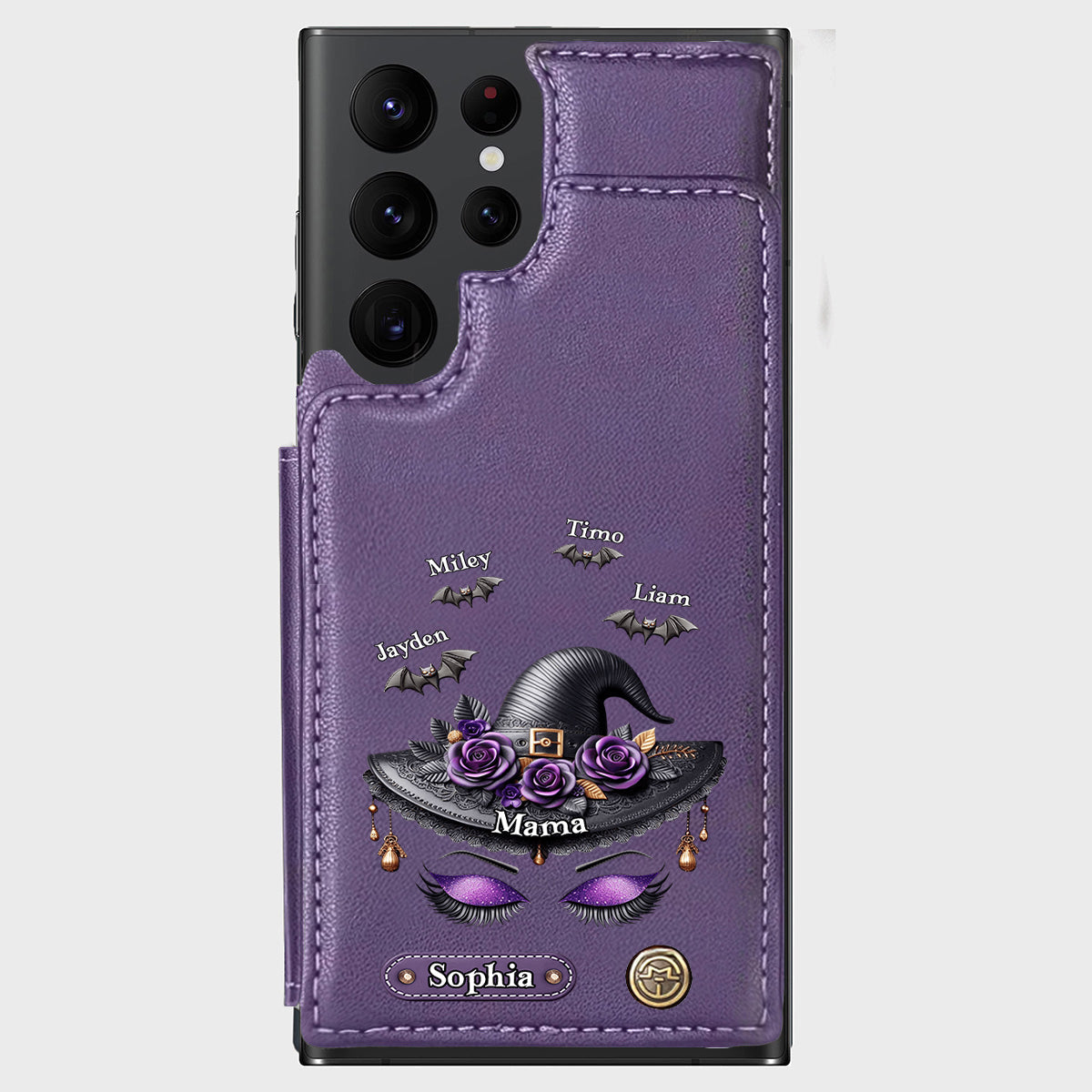 Cadeau idéal pour maman, grand-mère sorcière - Étui portefeuille personnalisé pour téléphone