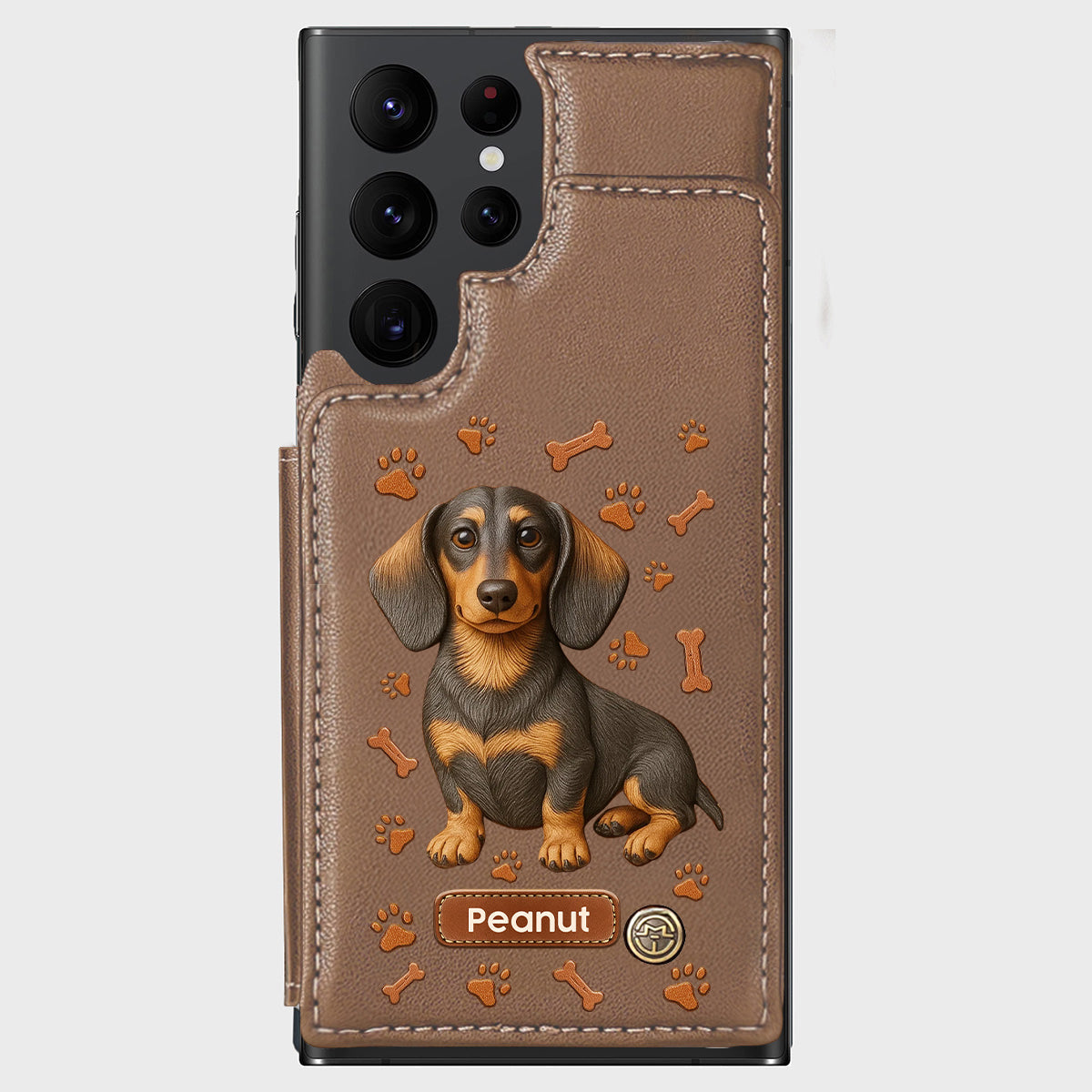 J'aime mon chien - Étui portefeuille personnalisé pour téléphone avec motif teckel