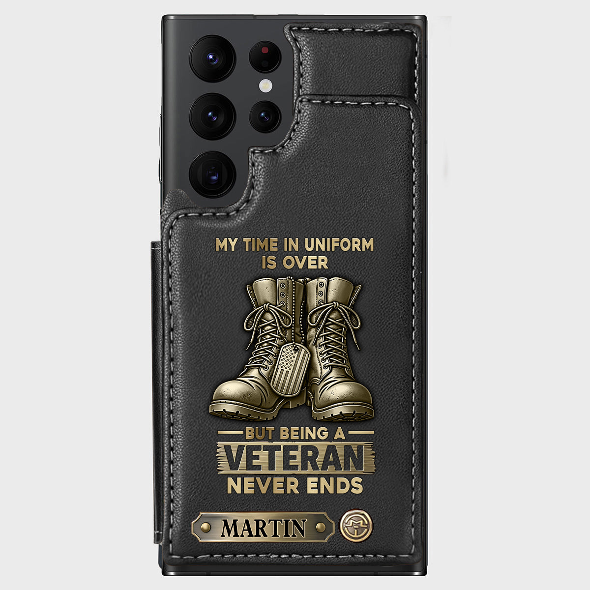Étui portefeuille personnalisé pour téléphone, en hommage aux anciens combattants.