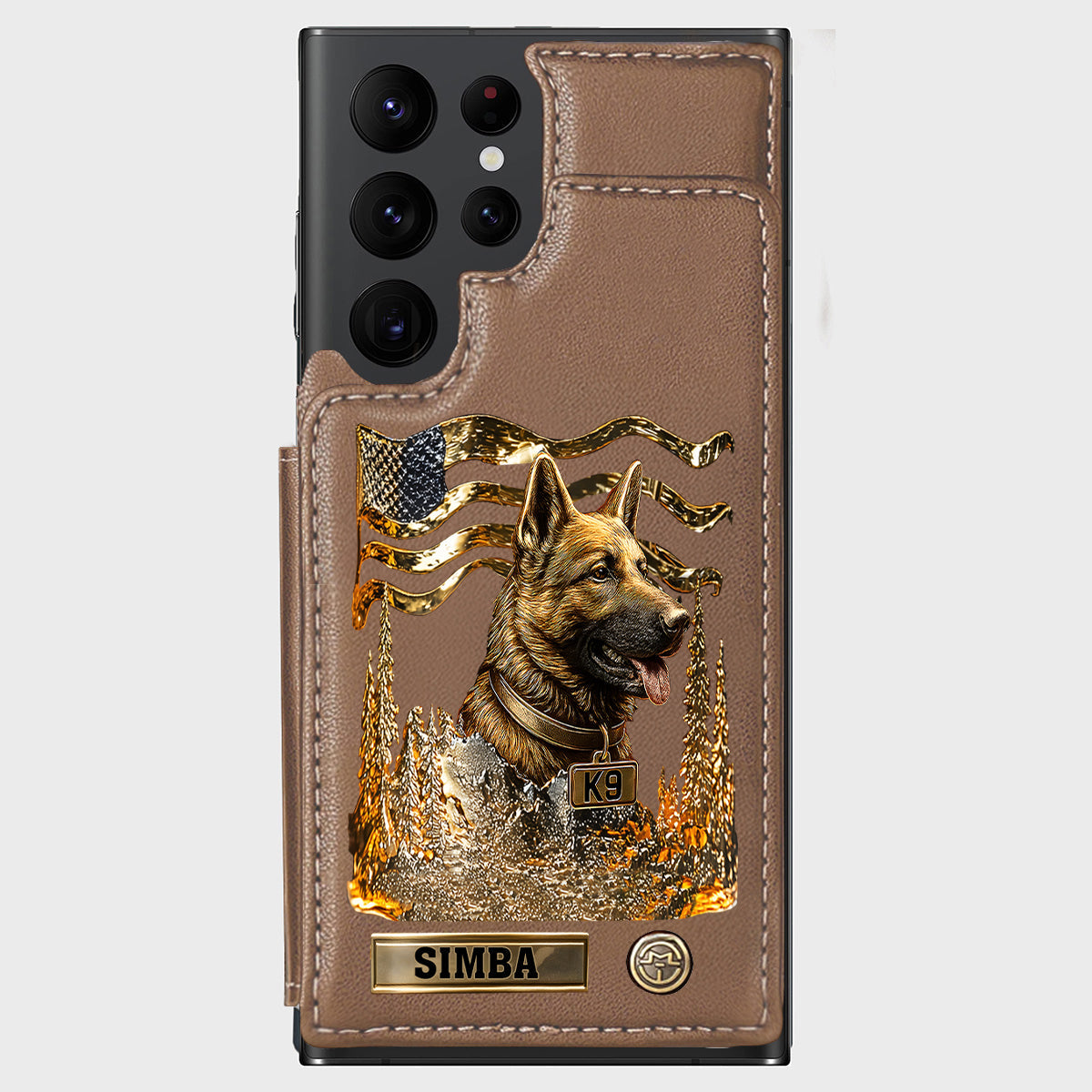 J'aime mon chien - Étui portefeuille/téléphone personnalisé avec un berger allemand