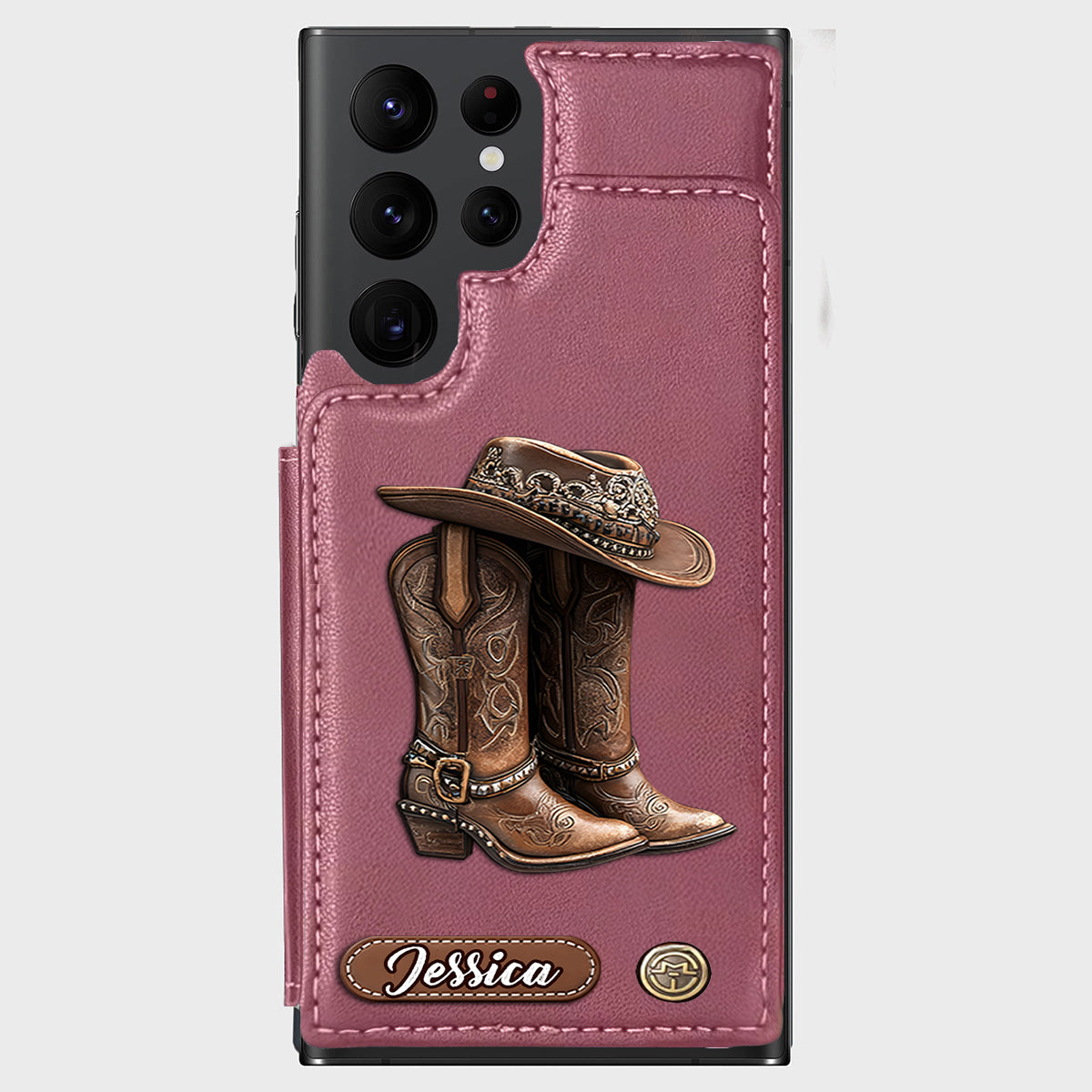 Western Spirit - Étui portefeuille personnalisé pour téléphone, style cowgirl