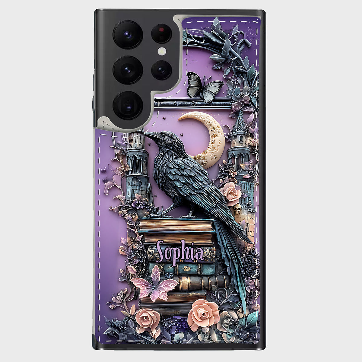 Étui portefeuille pliable personnalisé Dark Academia Book Reader - Étui de téléphone avec livre intégré