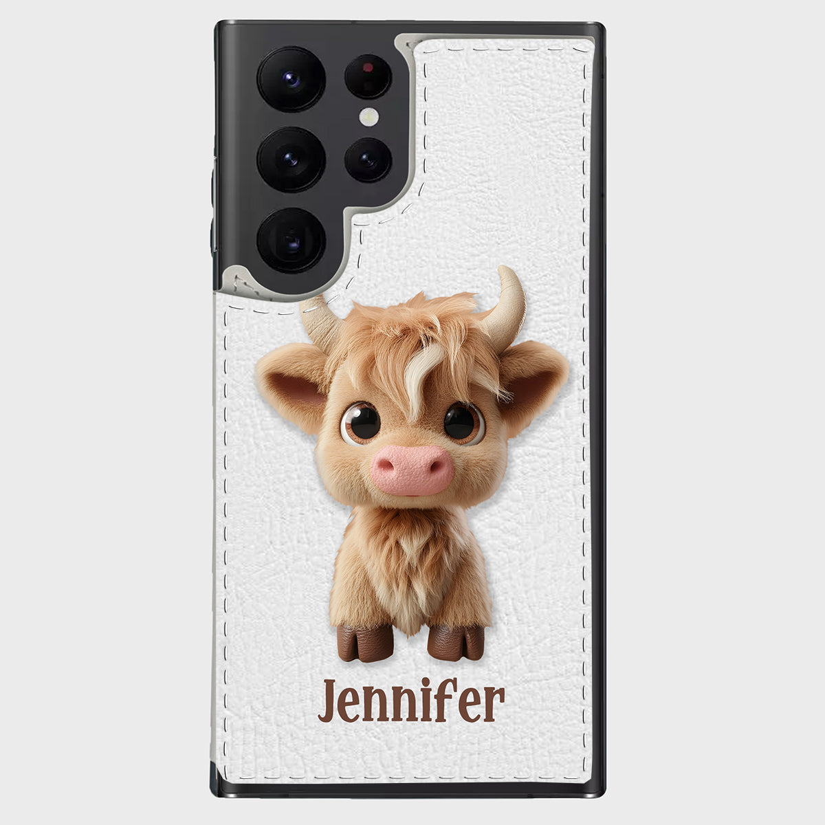 Étui portefeuille pliable personnalisé avec une adorable vache des Highlands