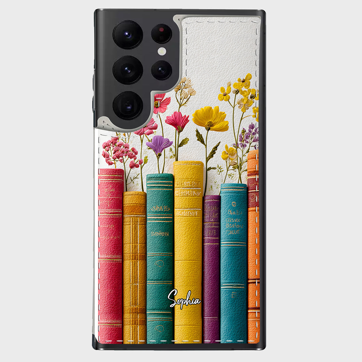 Livre de fleurs vintage - Étui portefeuille pliable personnalisé pour téléphone
