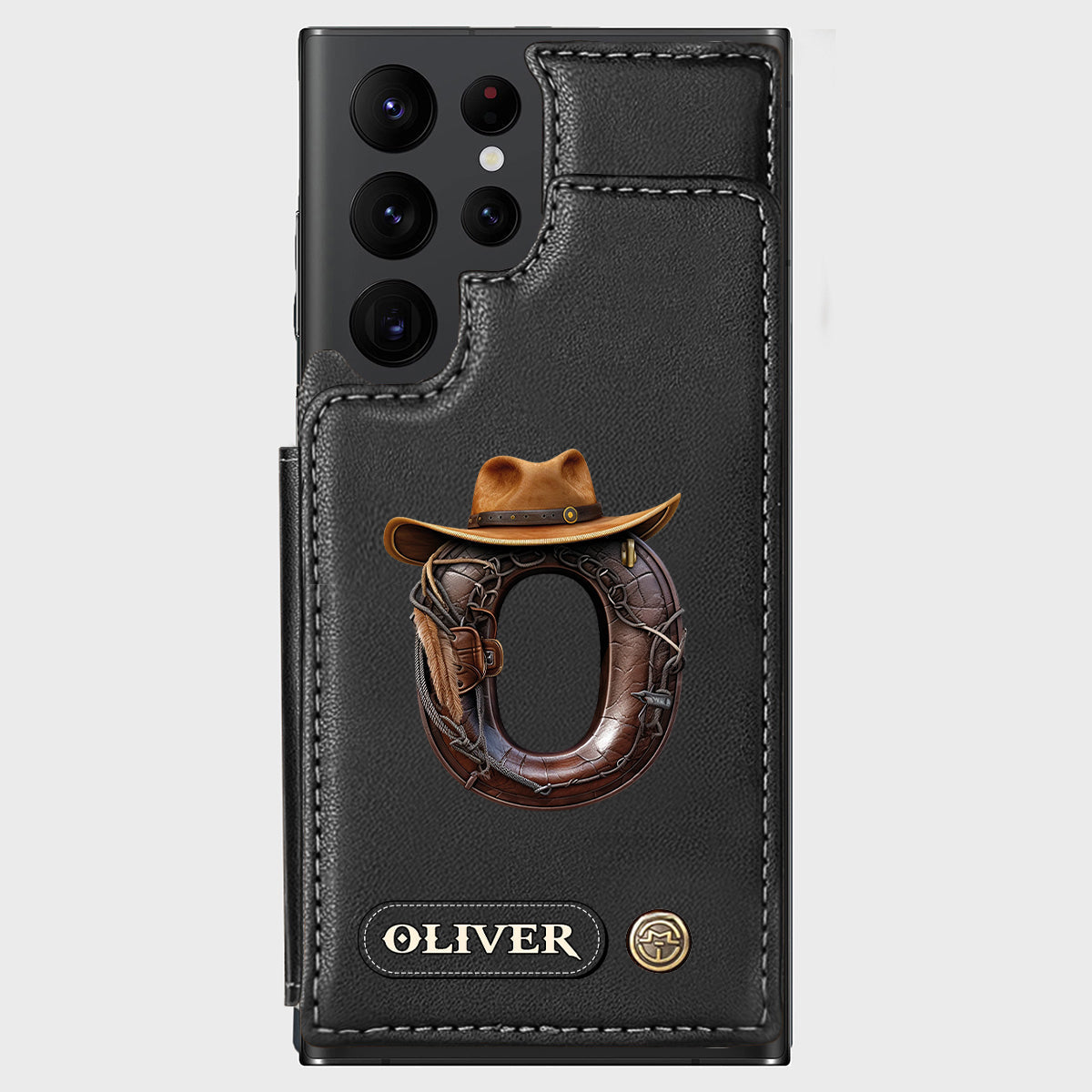 Étui portefeuille/téléphone personnalisé style western avec initiale du prénom - Cowboy/Cowgirl