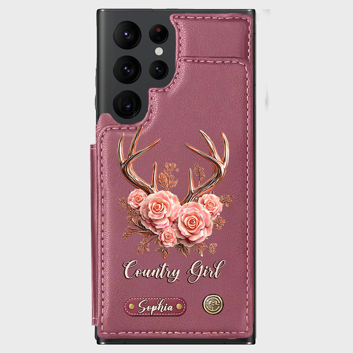 Étui portefeuille personnalisé Country Girl - Étui de téléphone à motif chasse