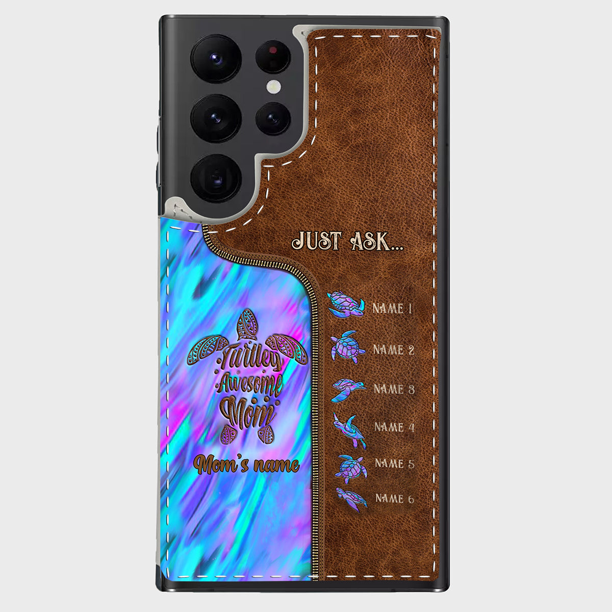Étui portefeuille pliable personnalisé « Main dans la main » pour téléphone, motif maman