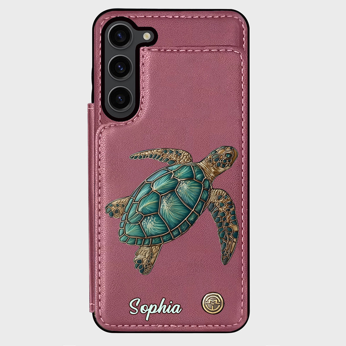 Étui portefeuille personnalisé pour téléphone portable avec une tortue - J'adore les tortues