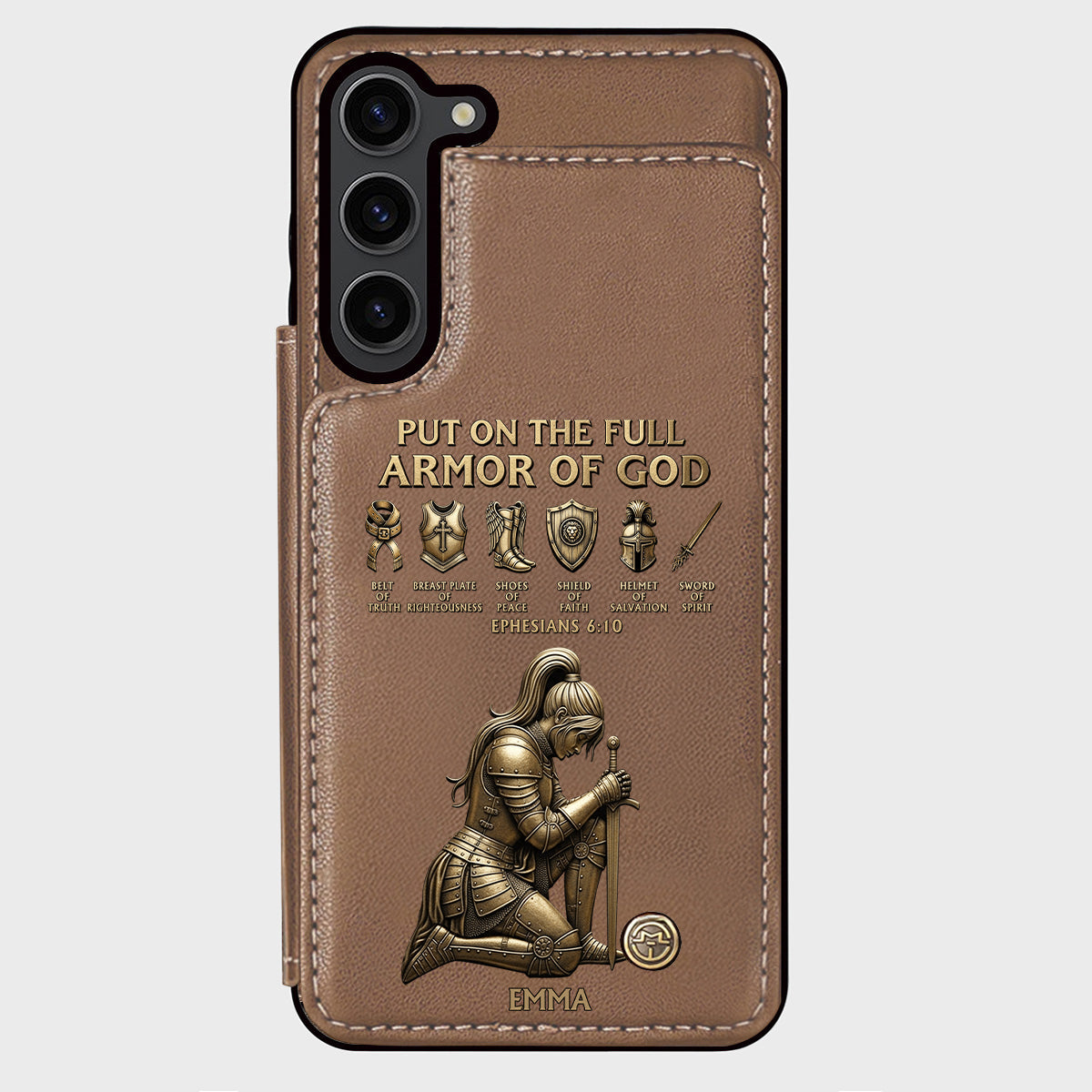 Revêtez l'armure complète de Dieu - Étui portefeuille chrétien personnalisé pour téléphone